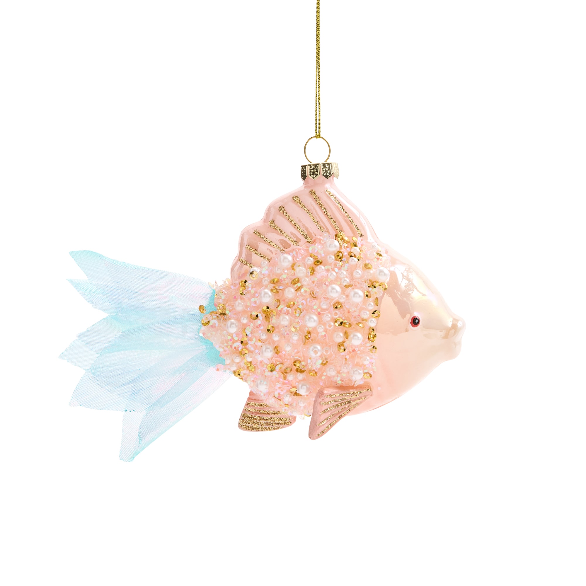 North Pole Trading Co. Pearl Fish- Pink Christmas Ornament