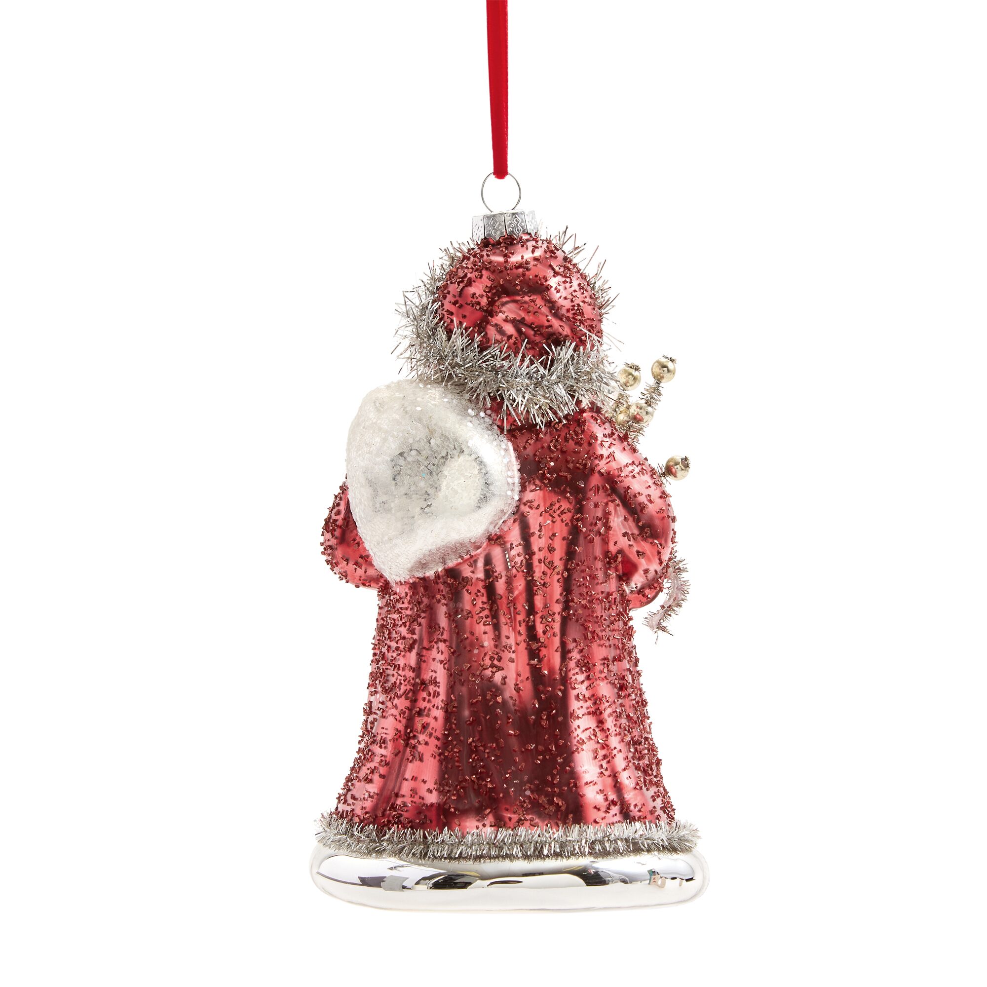 Martha Stewart Santa Tinsel Full Body Christmas Ornament