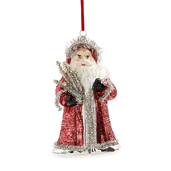 Martha Stewart Santa Tinsel Full Body Christmas Ornament