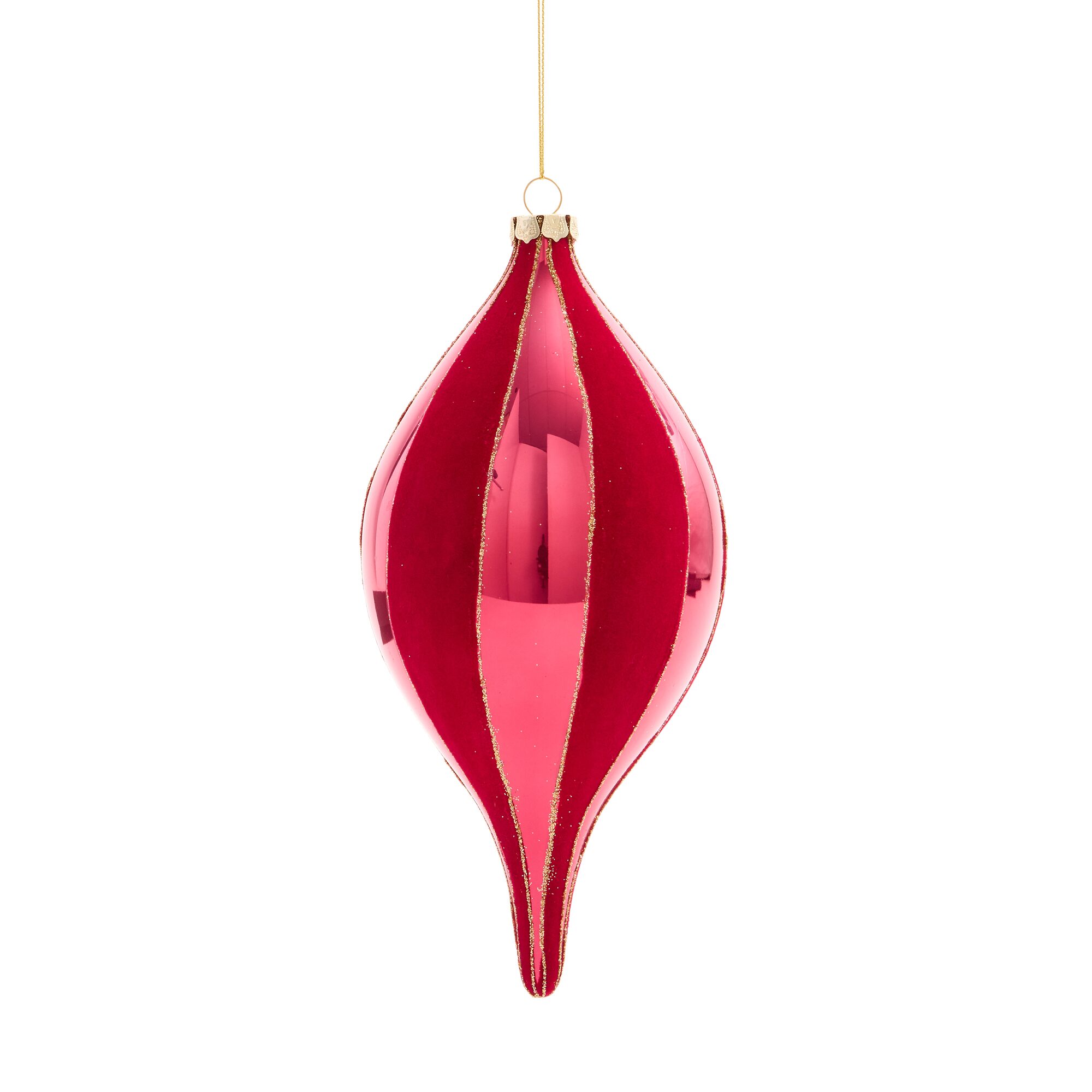 North Pole Trading Co. Shiny Velvet Swirl Finnial Christmas Ornament