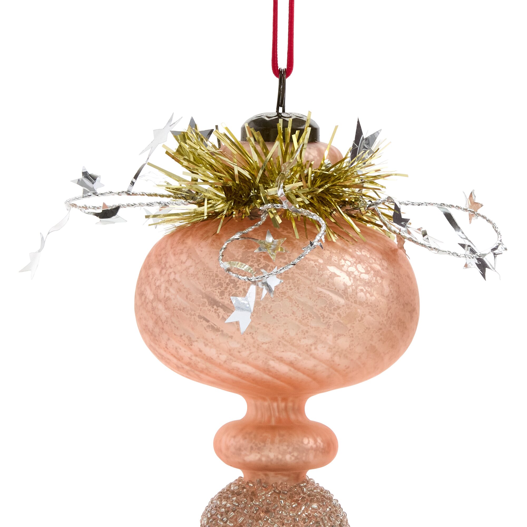 Martha Stewart Pink Glass Finial Christmas Ornament