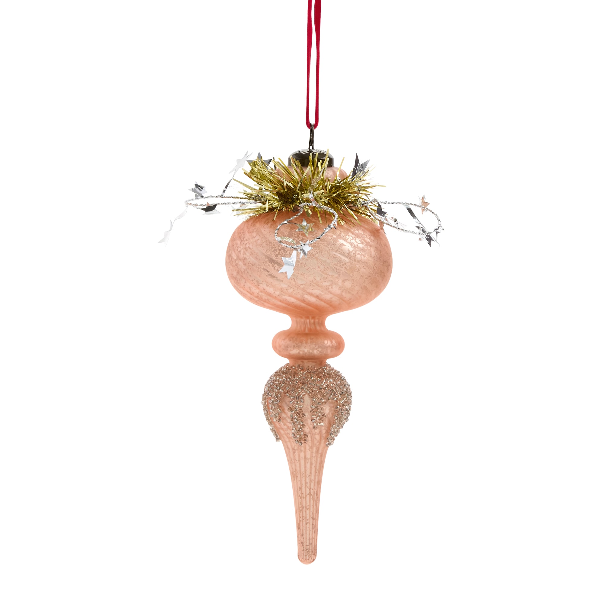 Martha Stewart Pink Glass Finial Christmas Ornament