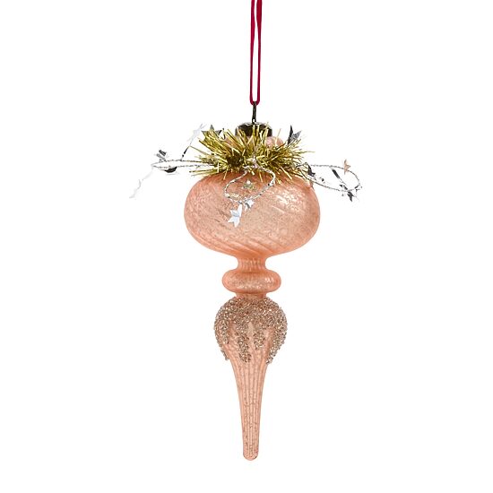 Martha Stewart Pink Glass Finial Christmas Ornament
