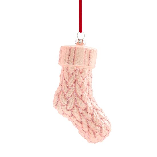 Martha Stewart Pink Glass Stocking Christmas Ornament