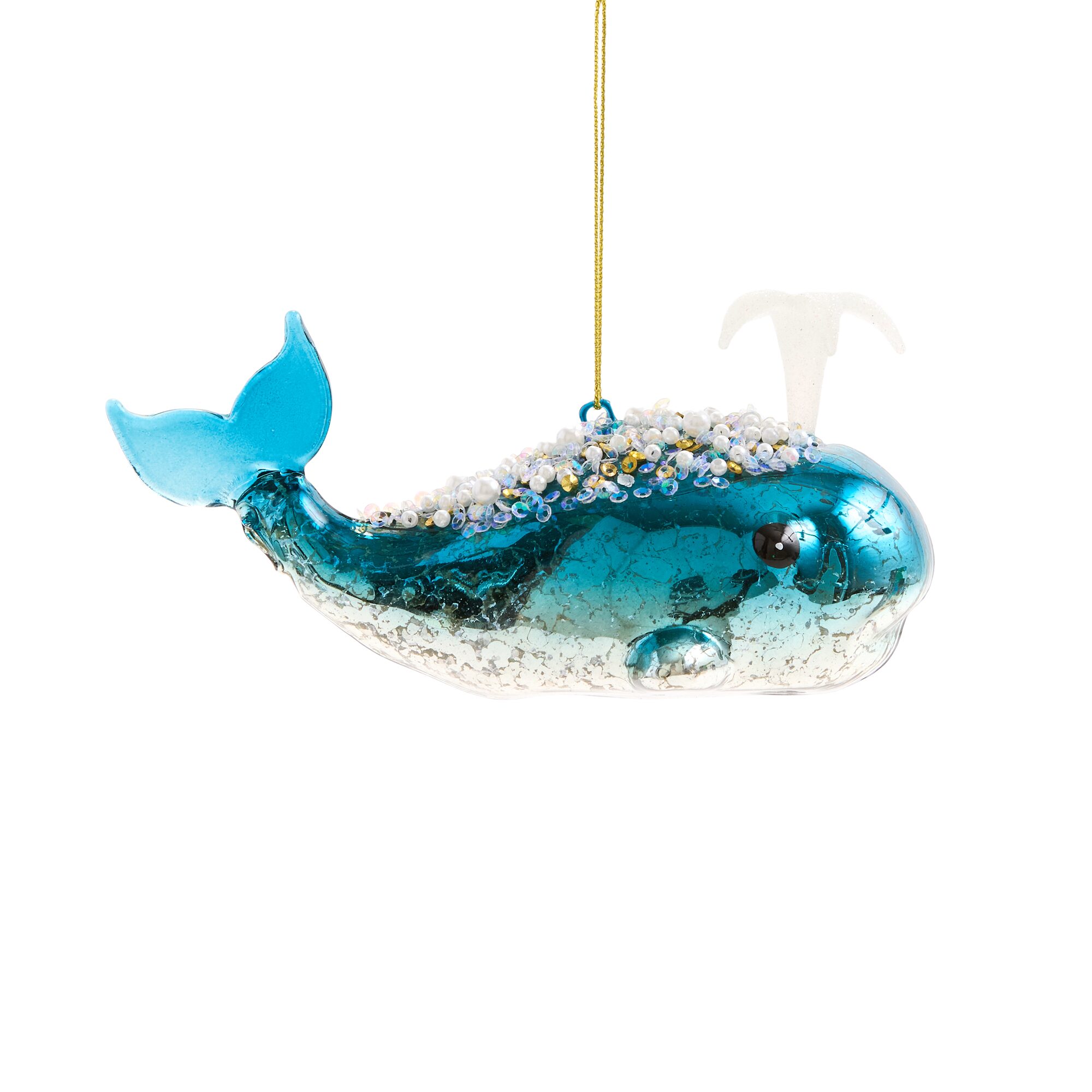 North Pole Trading Co. Glass Whale Christmas Ornament