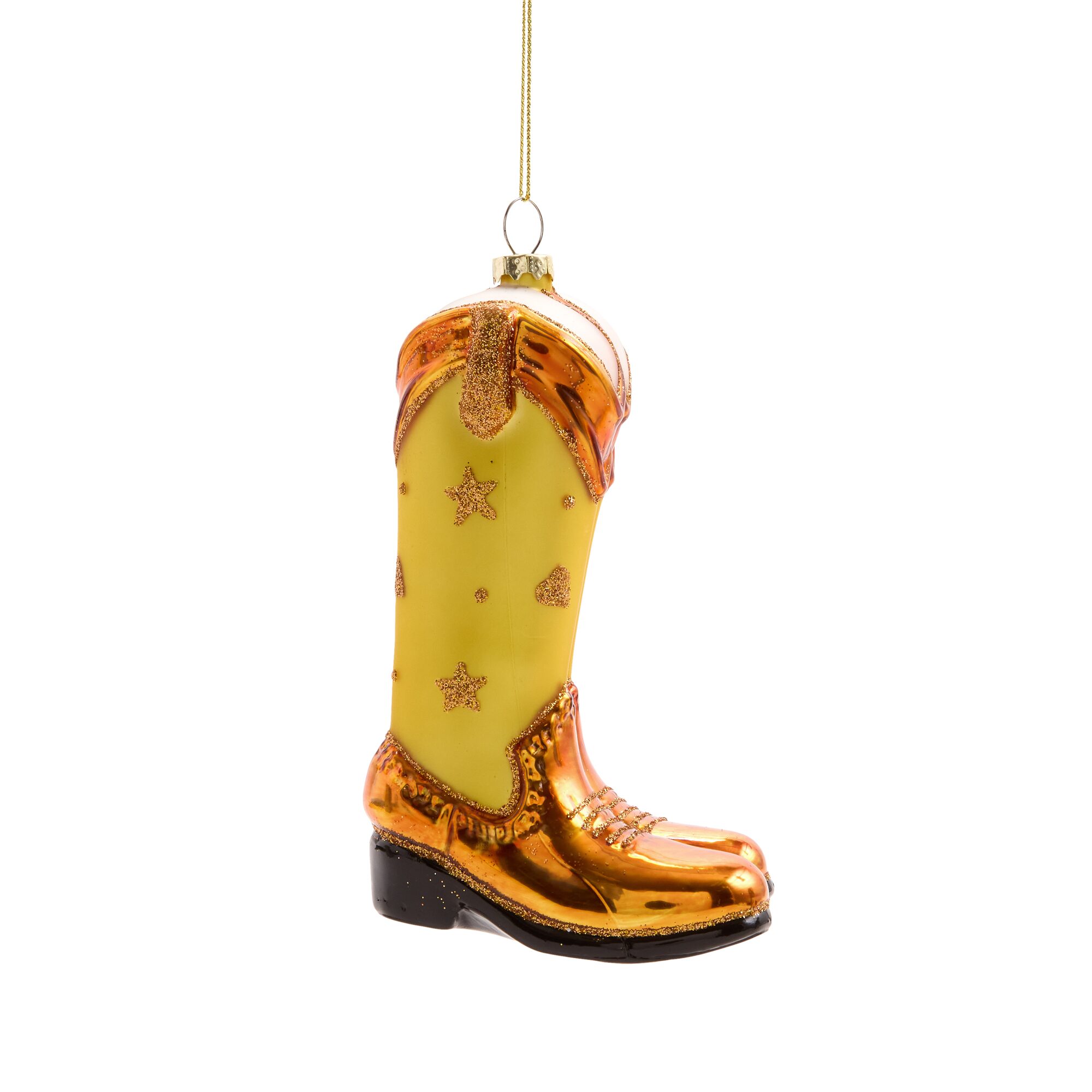 North Pole Trading Co. Glass Cowboy Boots Christmas Ornament