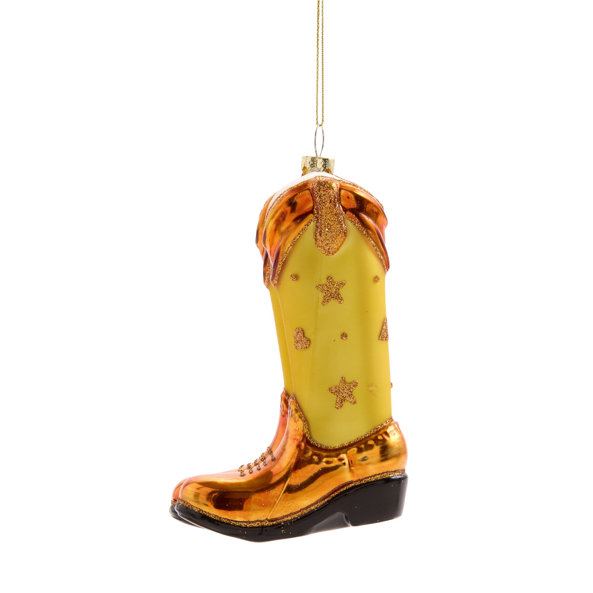 North Pole Trading Co. Glass Cowboy Boots Christmas Ornament