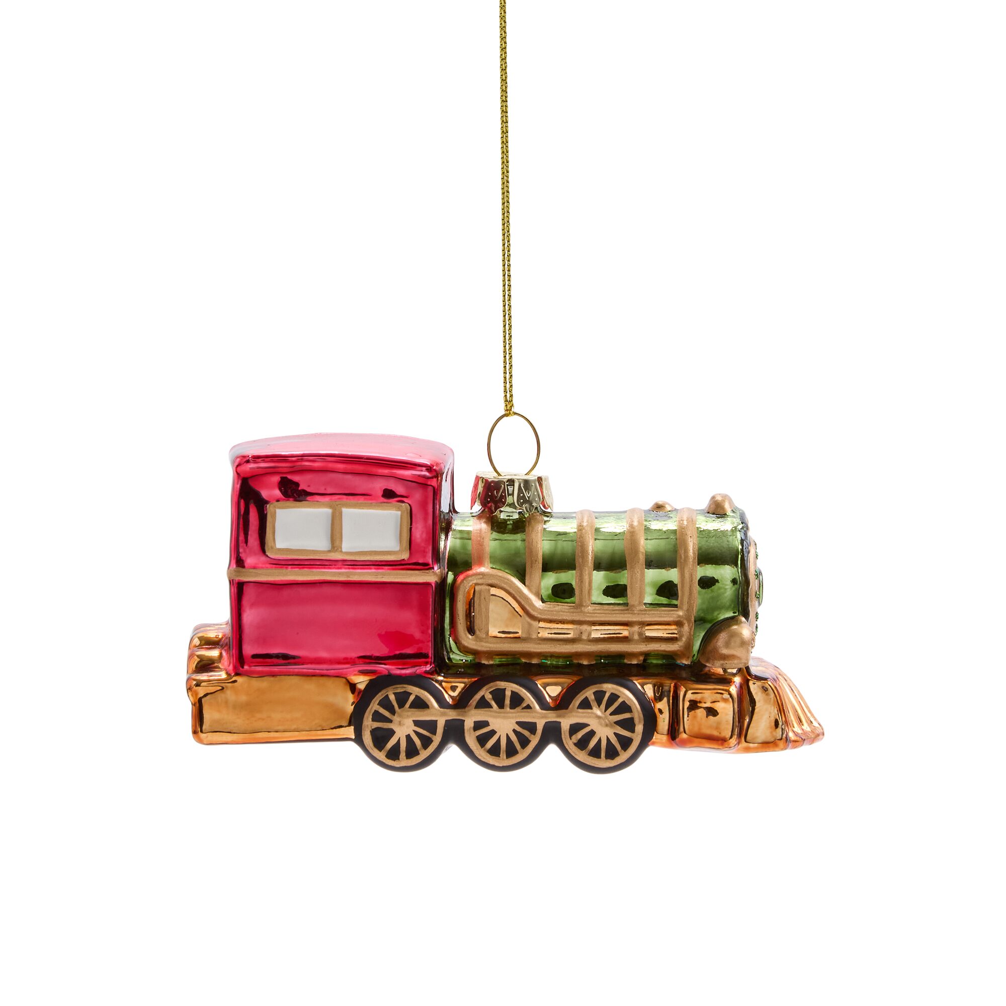 North Pole Trading Co. Glass Train Christmas Ornament