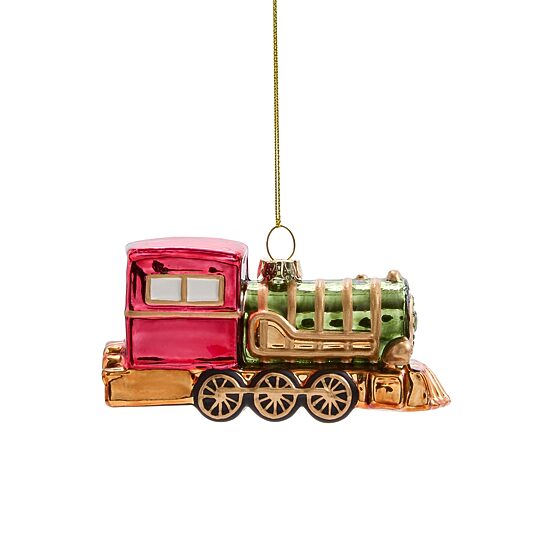 North Pole Trading Co. Glass Train Christmas Ornament