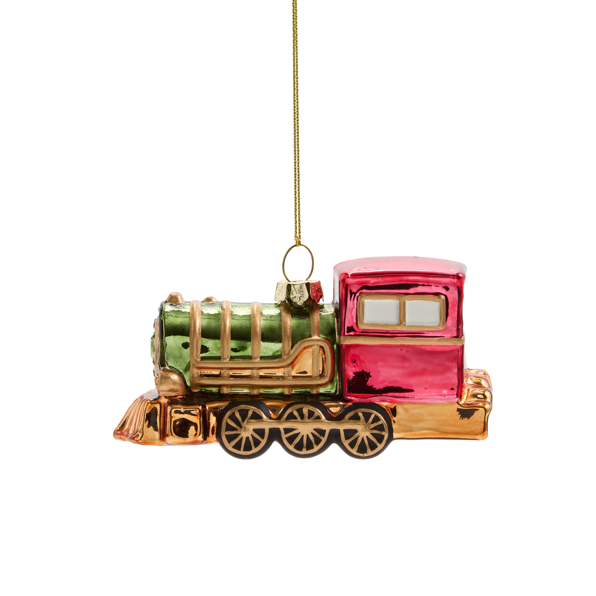 North Pole Trading Co. Glass Train Christmas Ornament