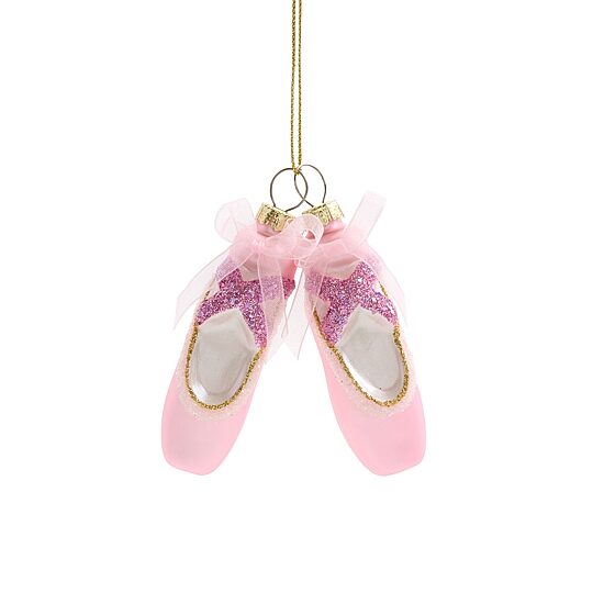 North Pole Trading Co. Glass Ballet Shoes Christmas Ornament