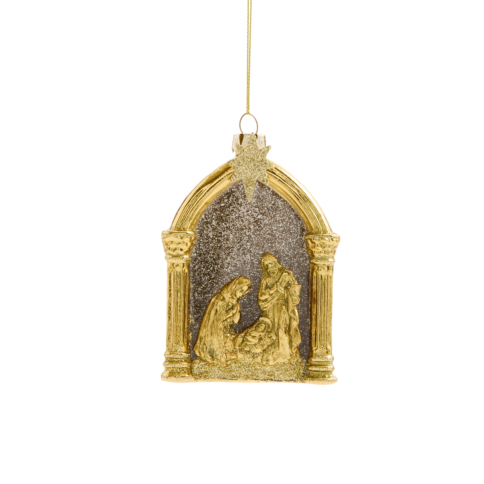 North Pole Trading Co. Gold Nativity Christmas Ornament