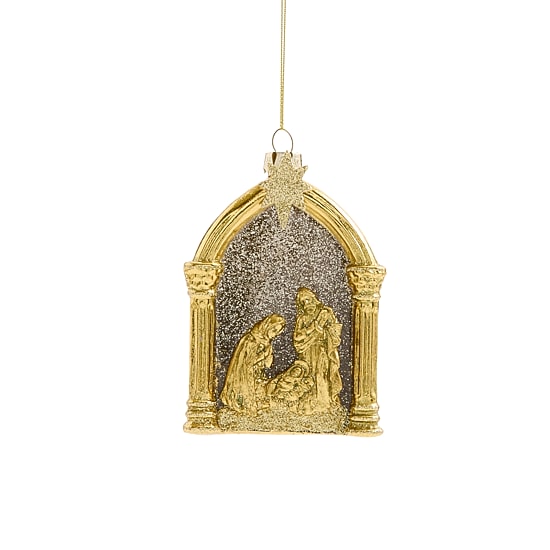 North Pole Trading Co. Gold Nativity Christmas Ornament