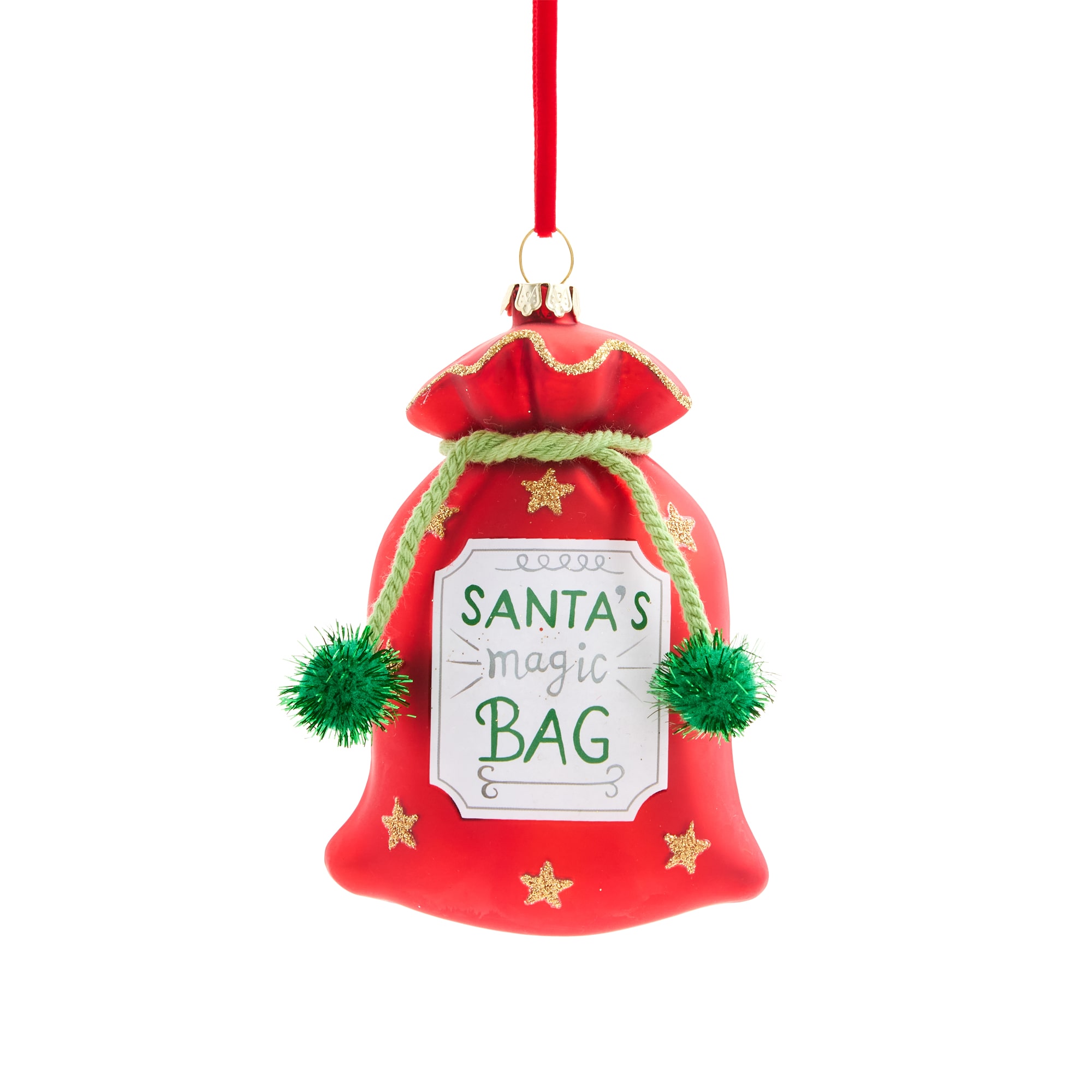 Martha Stewart Glass Santa Bag Christmas Ornament