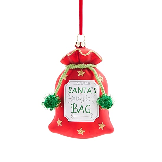 Martha Stewart Glass Santa Bag Christmas Ornament