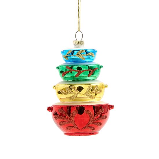 North Pole Trading Co. Glass Mixing Bowls Christmas Ornament