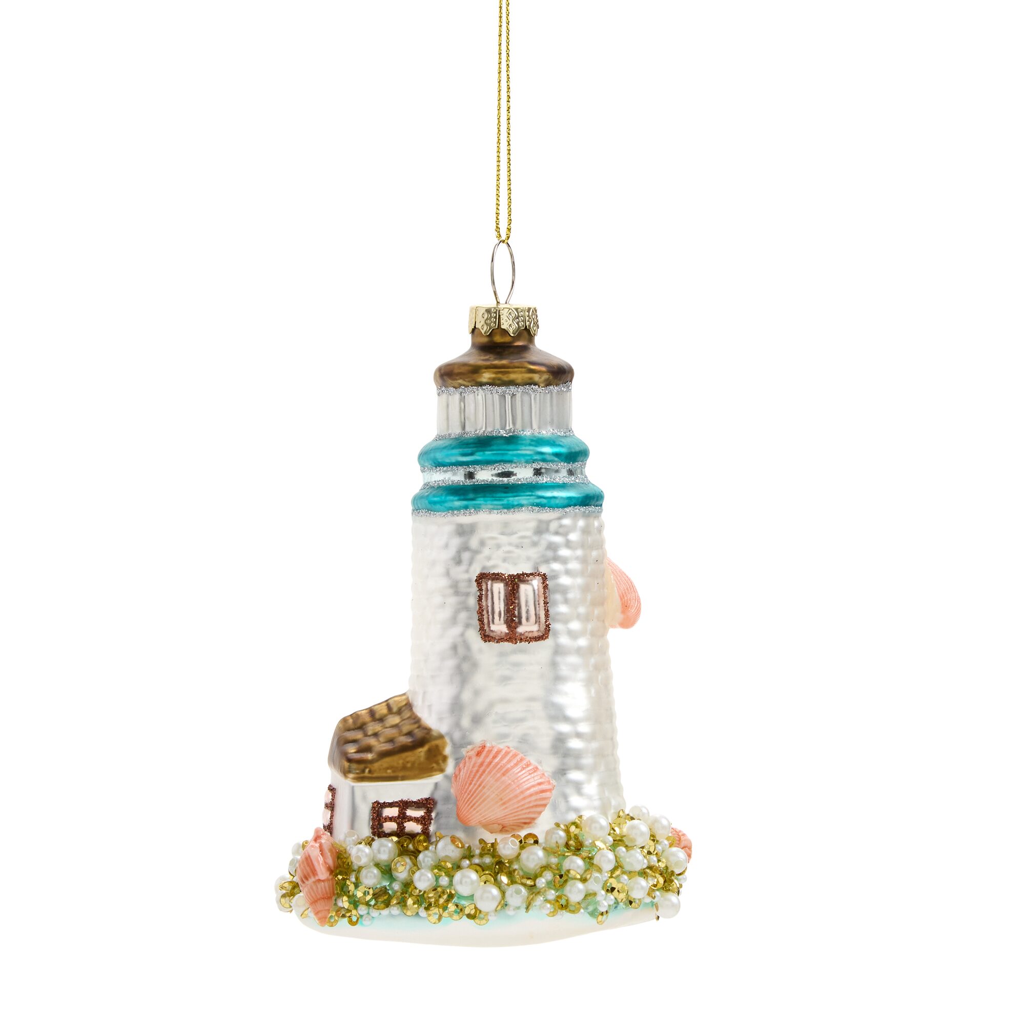 North Pole Trading Co. Glass Lighthouse Christmas Ornament