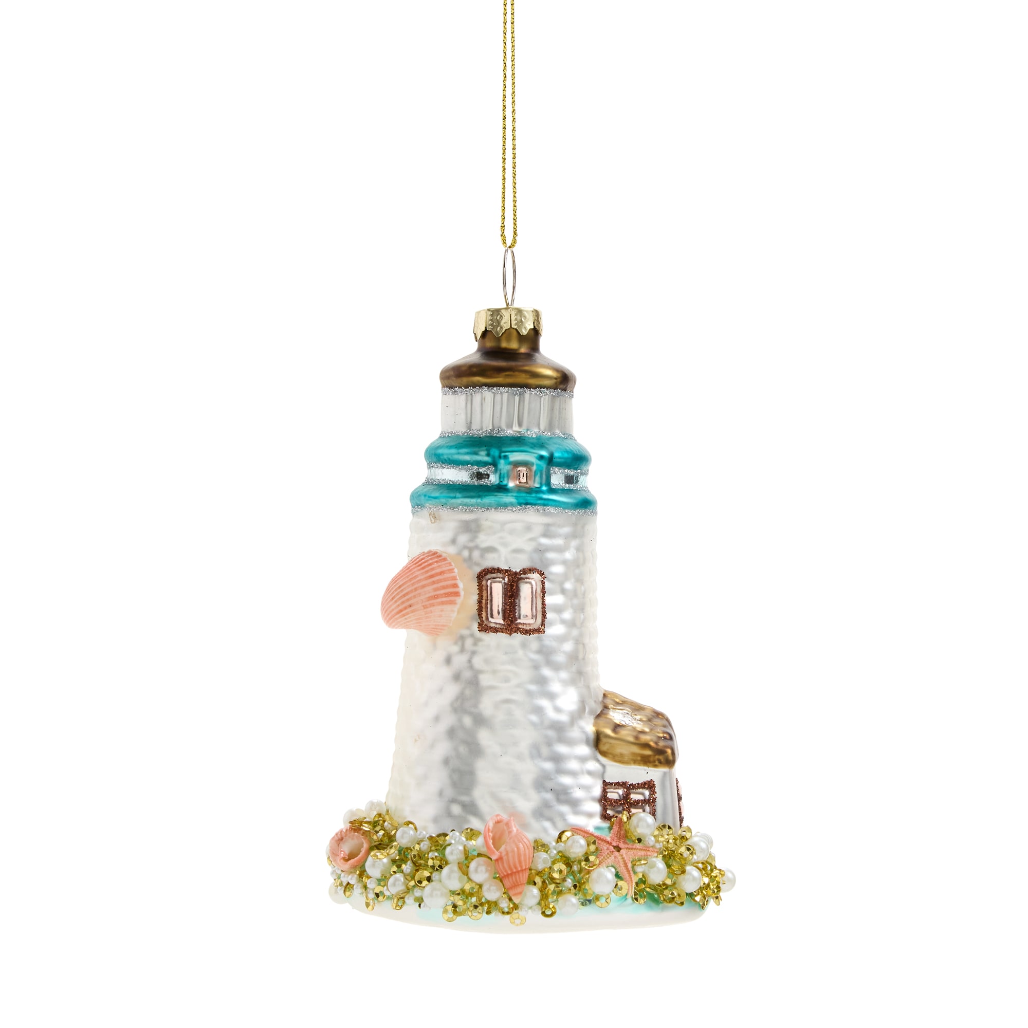 North Pole Trading Co. Glass Lighthouse Christmas Ornament