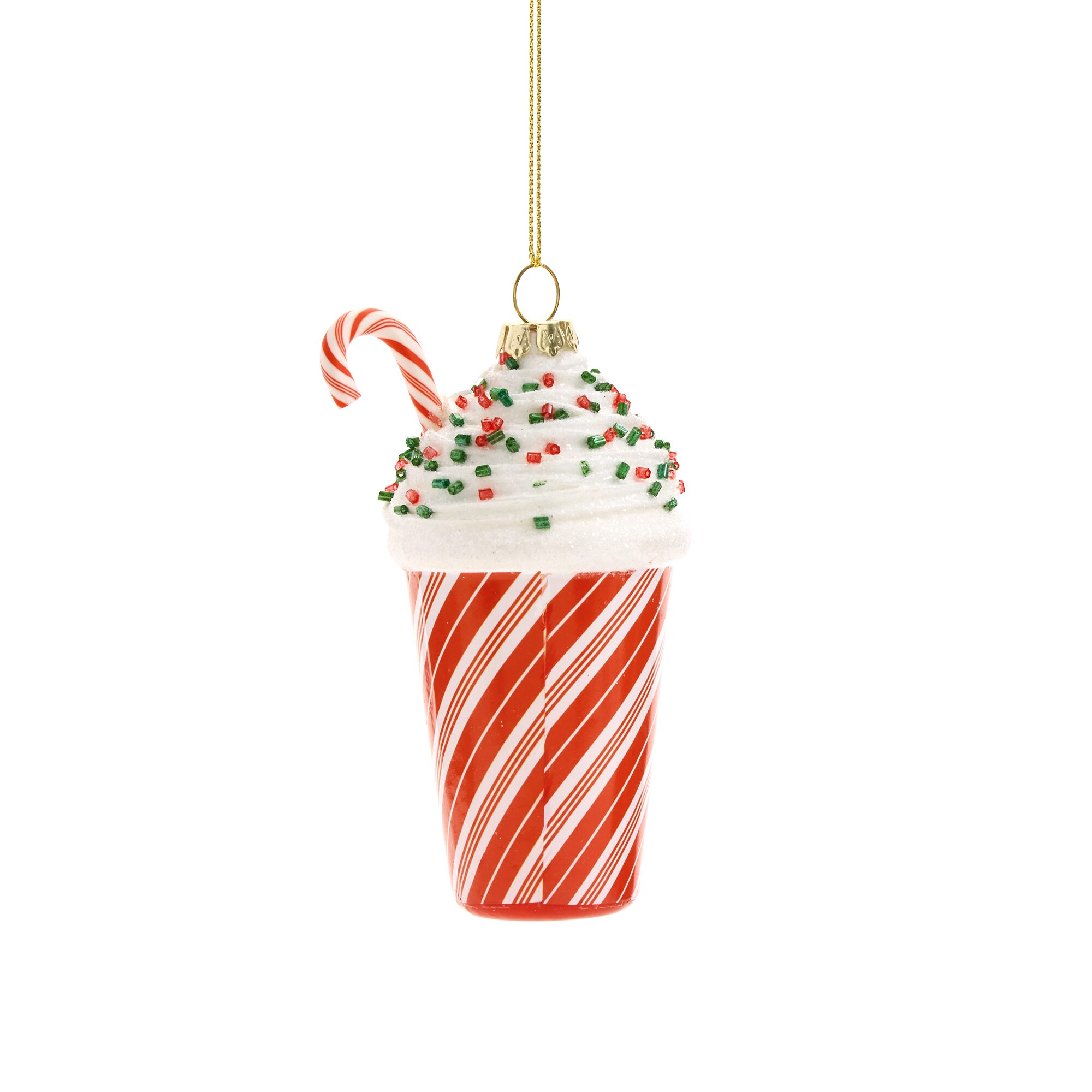 North Pole Trading Co. Glass Peppermint Mocha Christmas Ornament