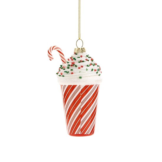 North Pole Trading Co. Glass Peppermint Mocha Christmas Ornament
