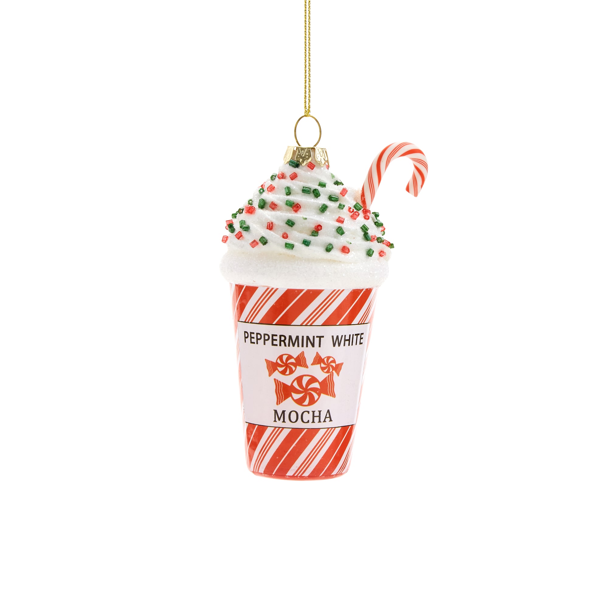 North Pole Trading Co. Glass Peppermint Mocha Christmas Ornament