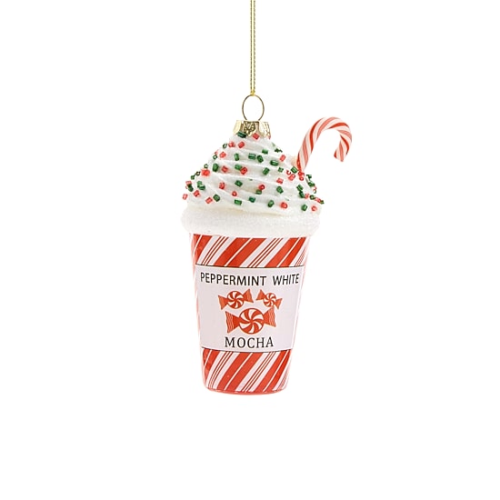 North Pole Trading Co. Glass Peppermint Mocha Christmas Ornament