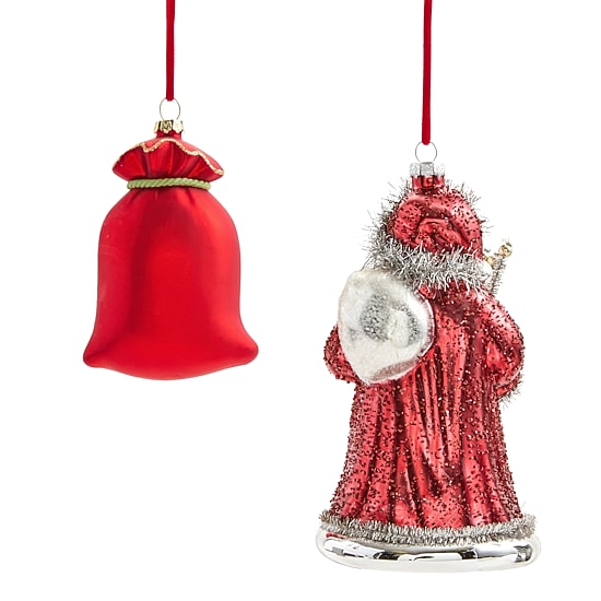 Martha Stewart Glass Santa 2-pc. Christmas Ornament