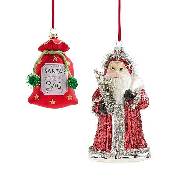 Martha Stewart Glass Santa 2-pc. Christmas Ornament