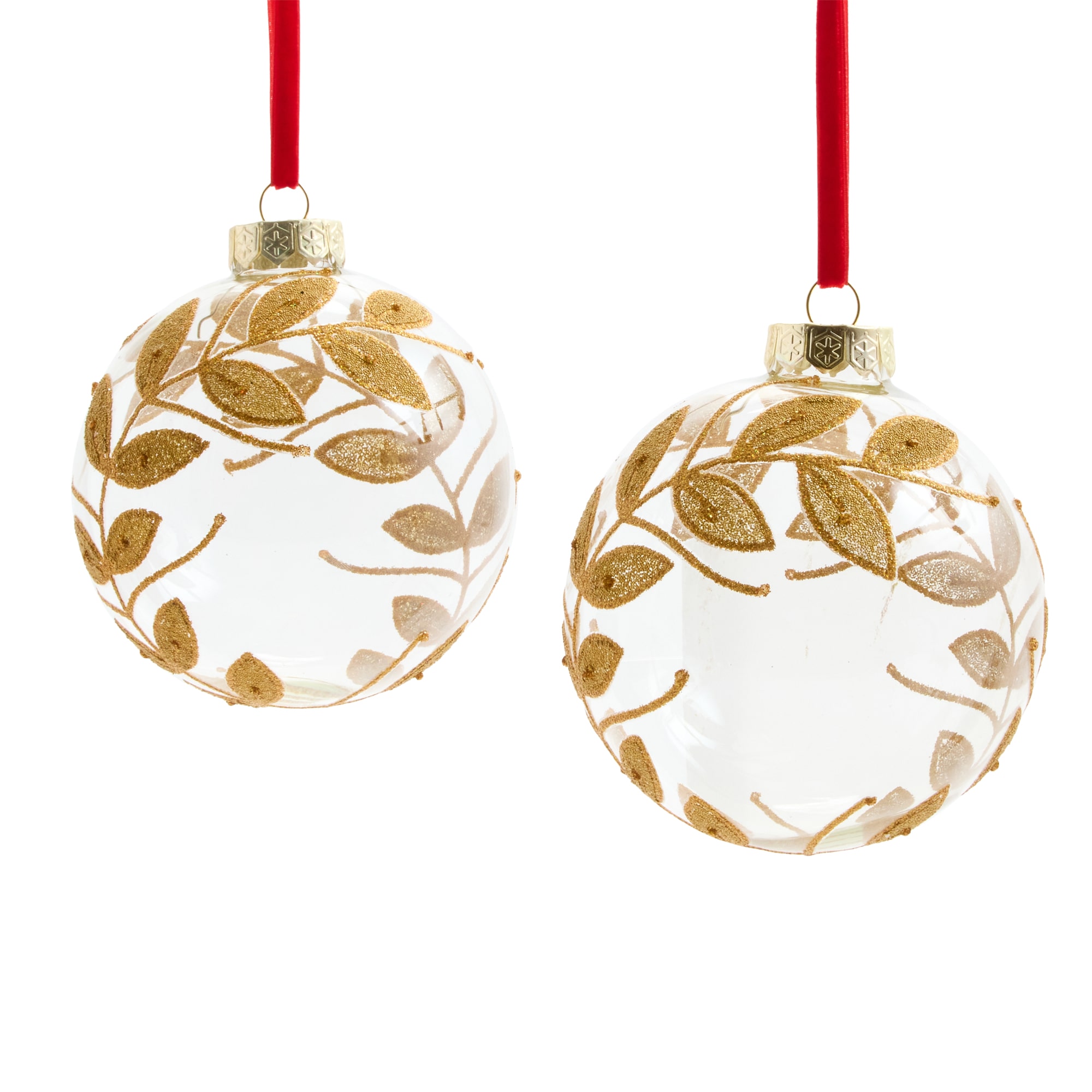 Martha Stewart Clear Glass Gold Leaf 2-pc. Christmas Ornament