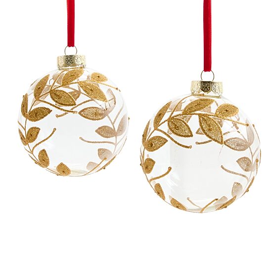 Martha Stewart Clear Glass Gold Leaf 2-pc. Christmas Ornament