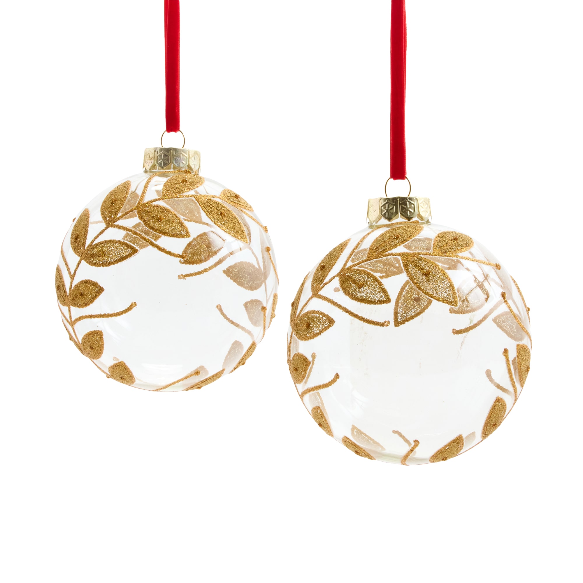 Martha Stewart Clear Glass Gold Leaf 2-pc. Christmas Ornament