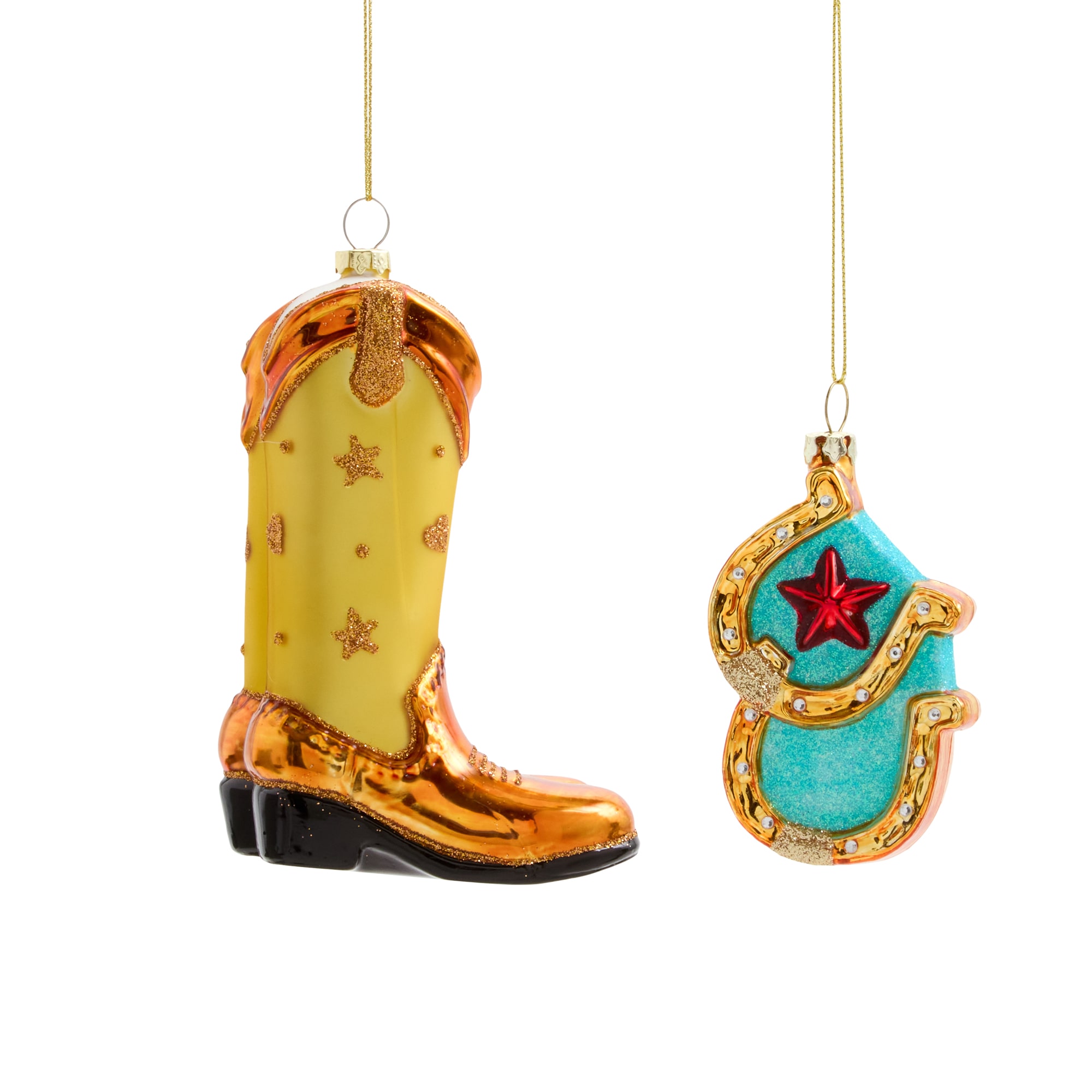 North Pole Trading Co. Horseshoes Cowboy Boots 2-pc. Christmas Ornament