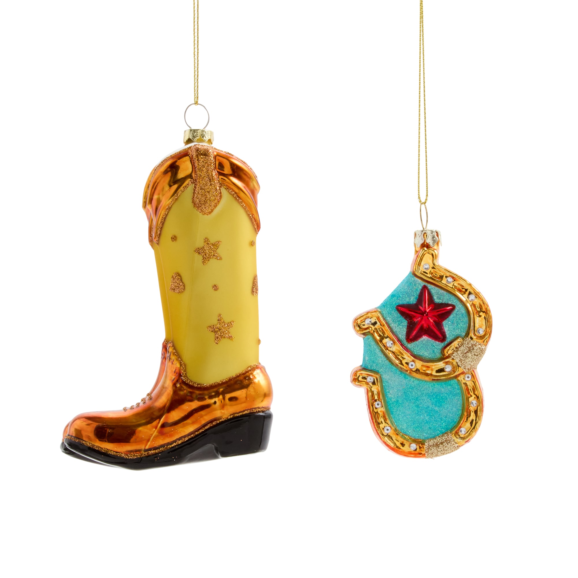 North Pole Trading Co. Horseshoes Cowboy Boots 2-pc. Christmas Ornament