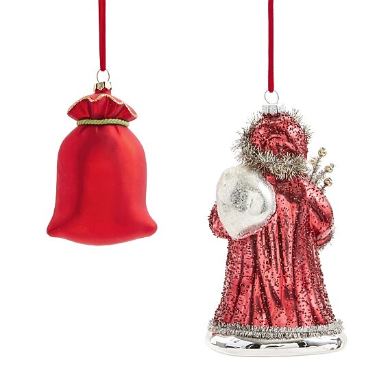 Martha Stewart African American Glass Santa 2-pc. Christmas Ornament