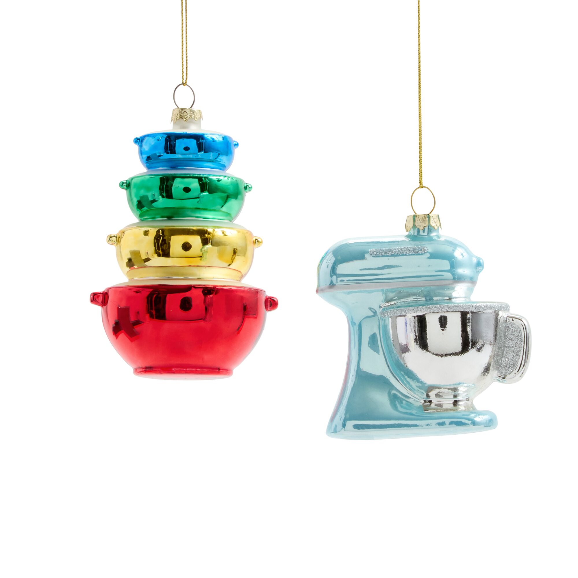 North Pole Trading Co. Mixer And Mixing Bowls 2-pc. Christmas Ornament