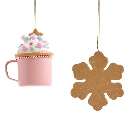 North Pole Trading Co. Pastel Gbread Snowflake Mug 2-pc. Christmas Ornament