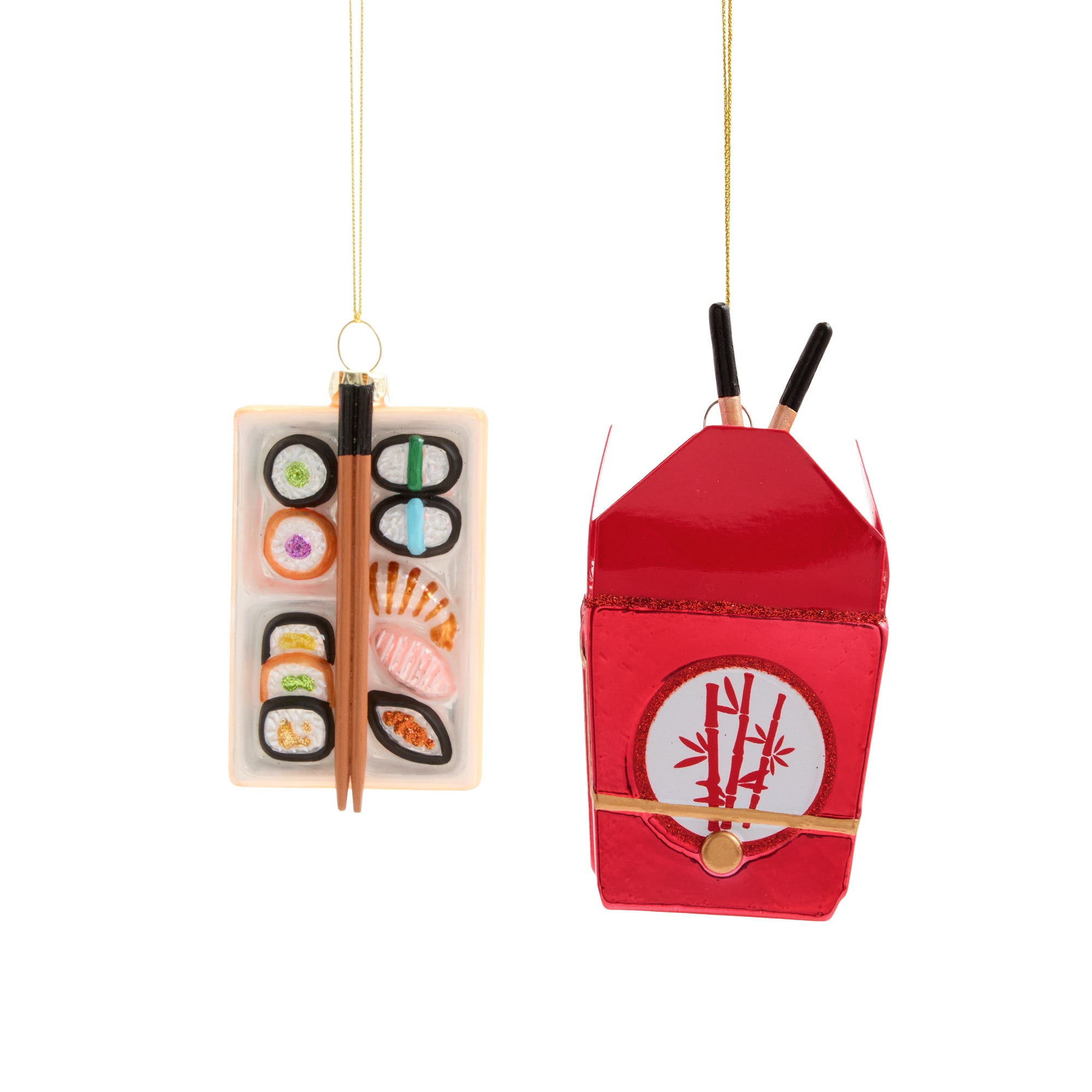 North Pole Trading Co. Sushi And Take Out Box 2-pc. Christmas Ornament