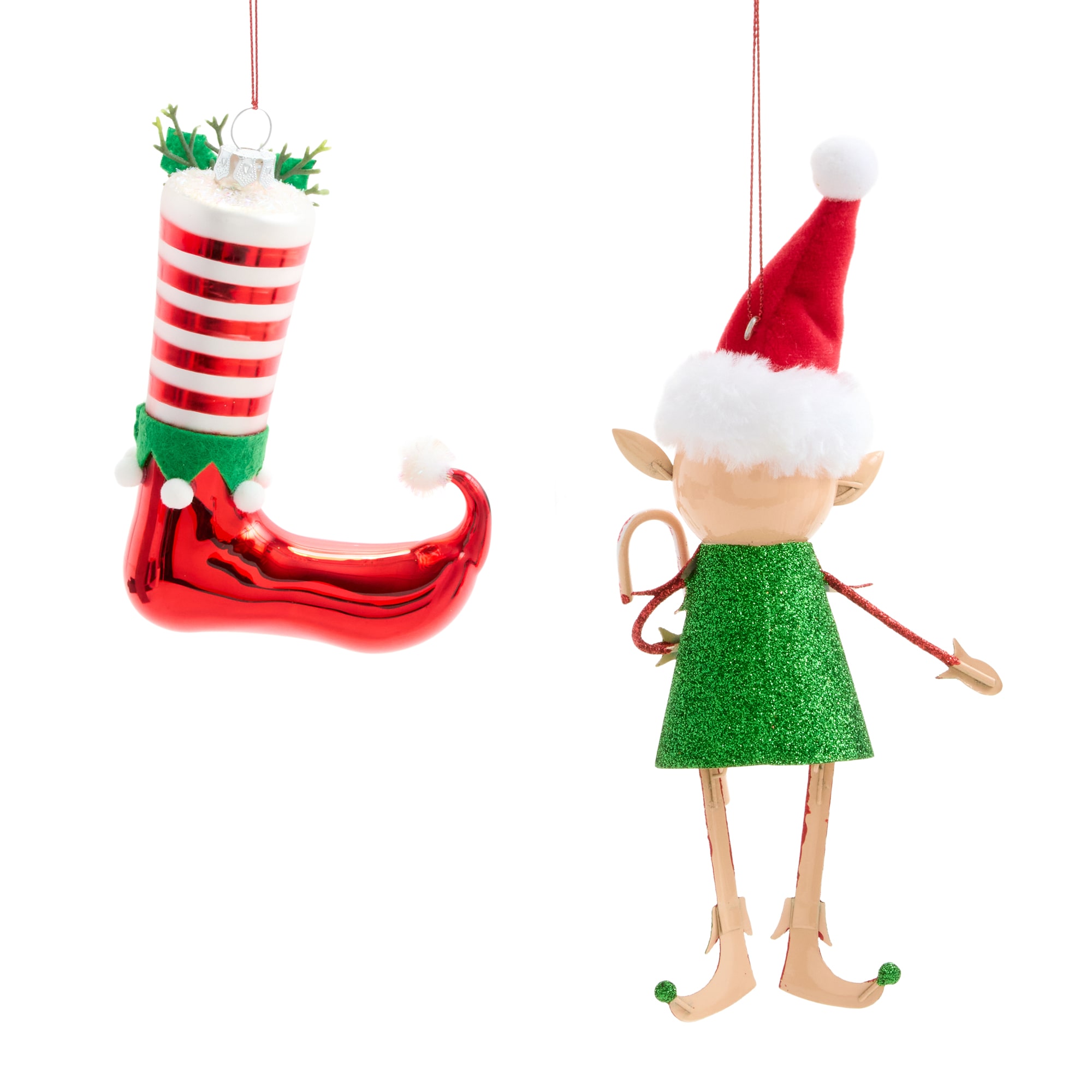 North Pole Trading Co. Glitter Elf And Elf Boot 2-pc. Christmas Ornament