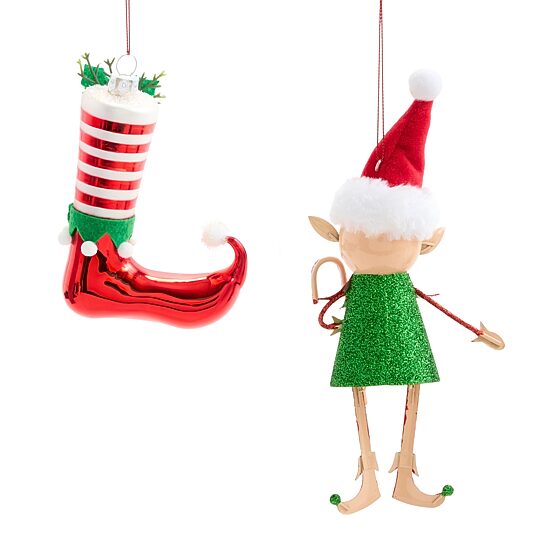 North Pole Trading Co. Glitter Elf And Elf Boot 2-pc. Christmas Ornament