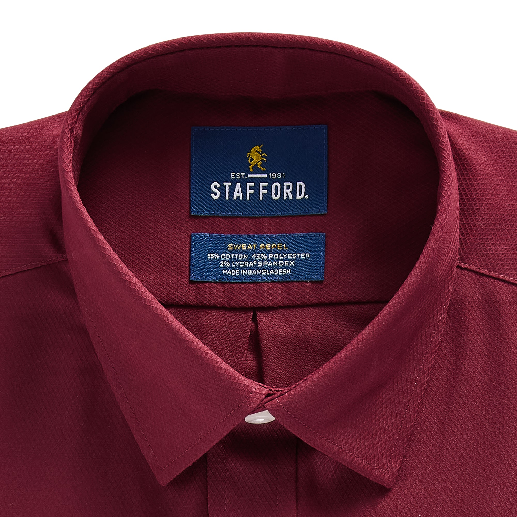 Stafford Sweat Repel Advanced Performance Mens Regular Fit Stretch Fabric Wrinkle Free Long Sleeve Dress Shirt