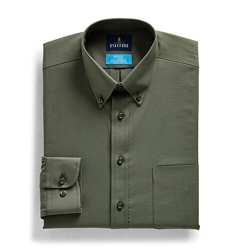 Stafford Coolmax All Season Ecomade Oxford Mens Regular Fit Stretch Fabric Wrinkle Free Long Sleeve Dress Shi In Green