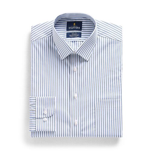 Stafford Smart Tech Mens Slim Fit Stretch Fabric Wrinkle Free Long Sleeve Dress Shirt In Green