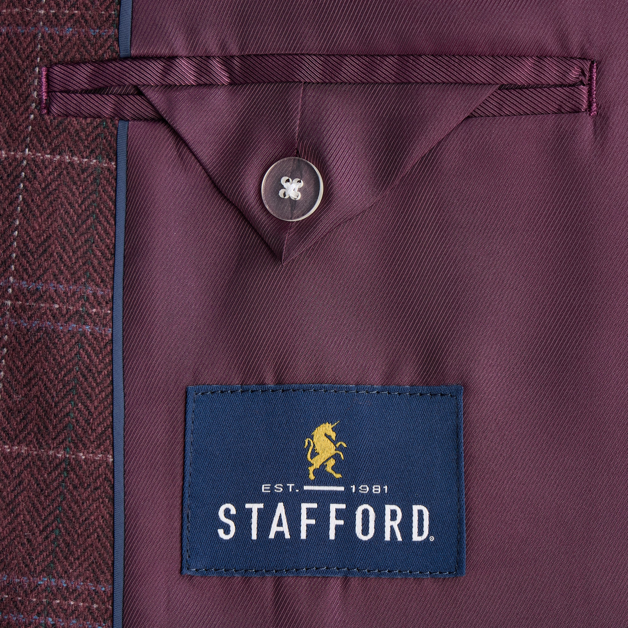 Stafford Mens Plaid Classic Fit Sport Coat