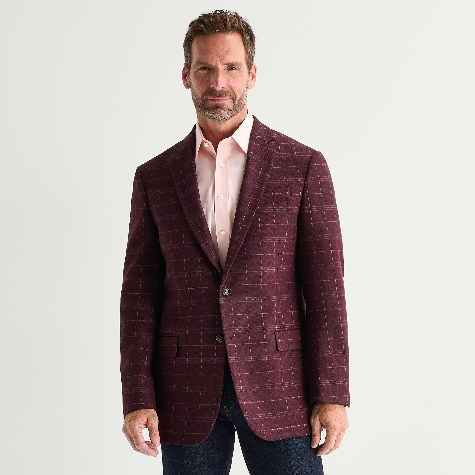 Stafford Mens Plaid Classic Fit Sport Coat