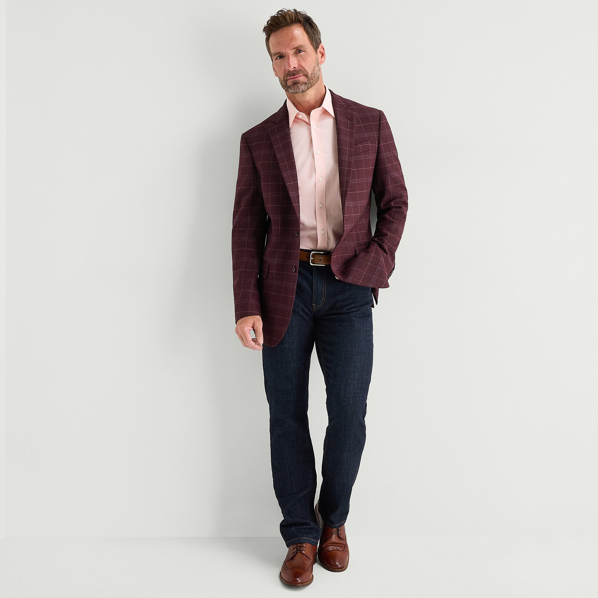 Stafford Mens Plaid Classic Fit Sport Coat