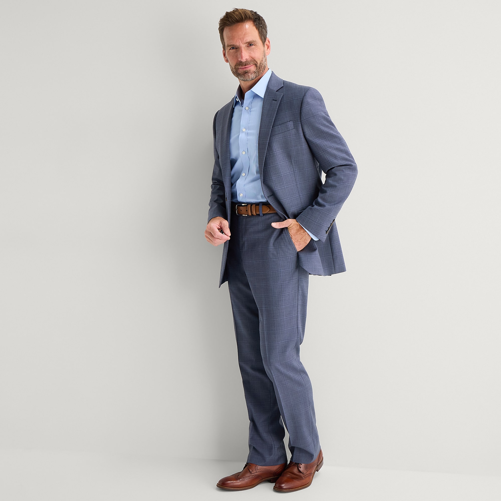 Stafford Coolmax All Season Ecomade Mens Classic Fit Plaid Suit Jacket
