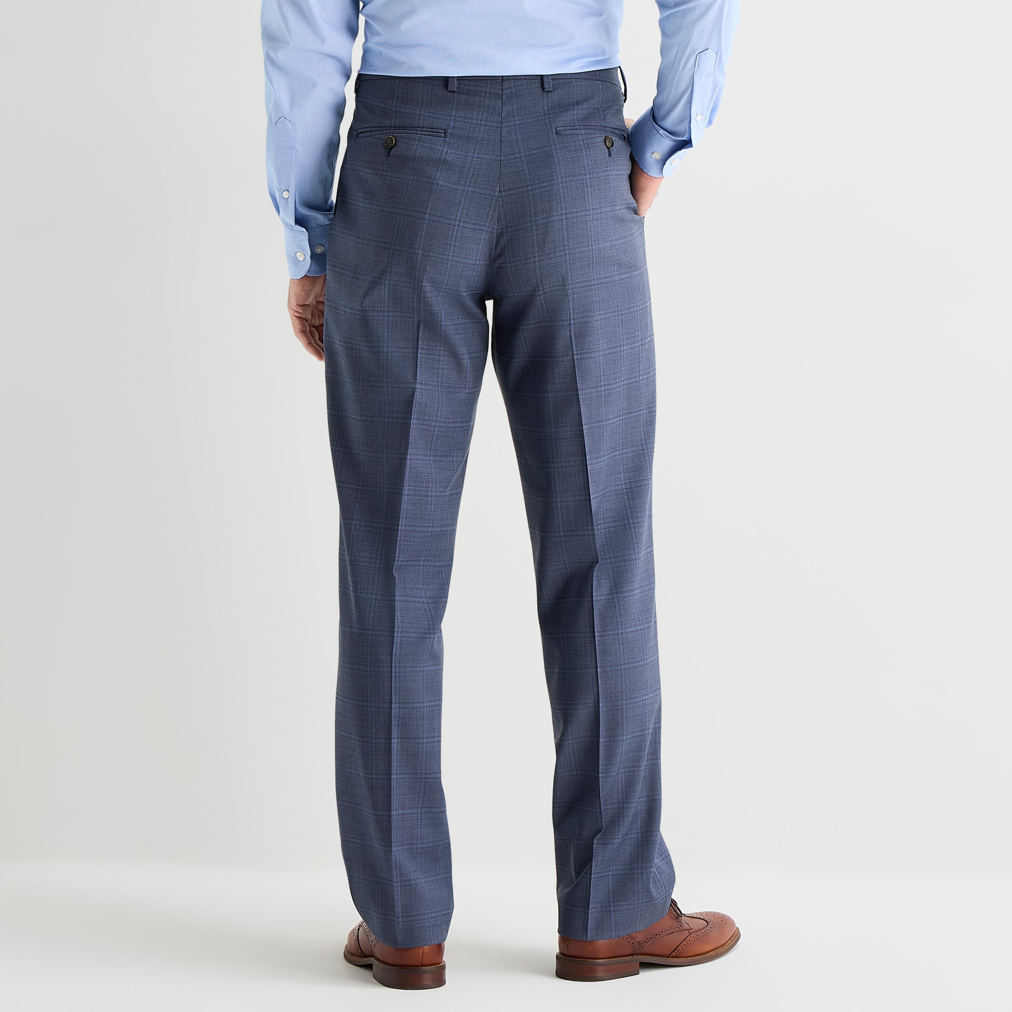 Stafford Mens Classic Fit Plaid Flat Front Suit Pant