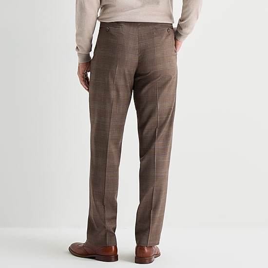 Stafford Coolmax All Season Ecomade Mens Classic Fit Plaid Flat Front Suit Pant