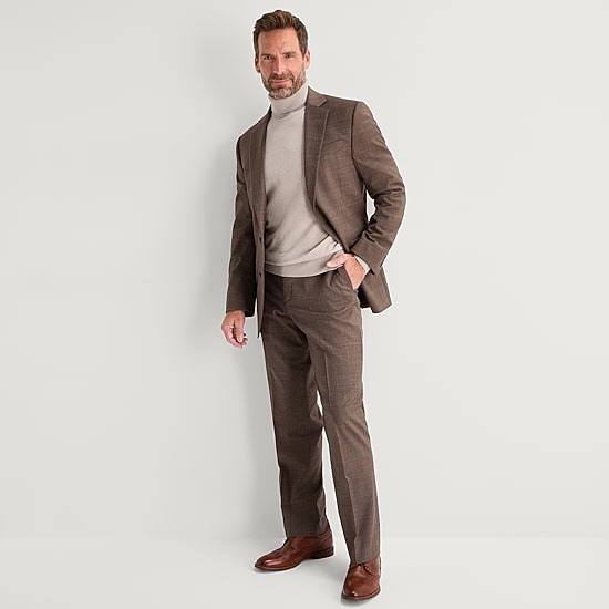Stafford Coolmax All Season Ecomade Mens Classic Fit Plaid Flat Front Suit Pant