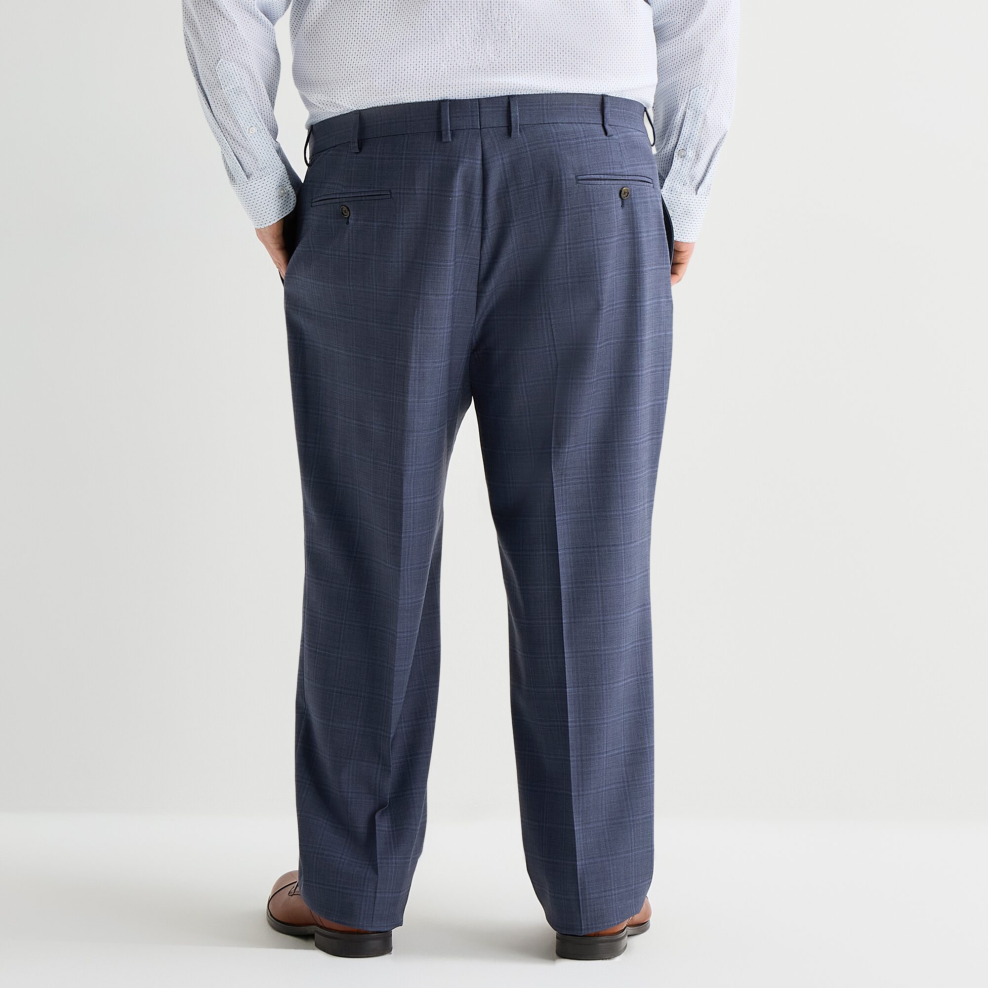 Stafford Mens Big and Tall Classic Fit Plaid Flat Front Suit Pant